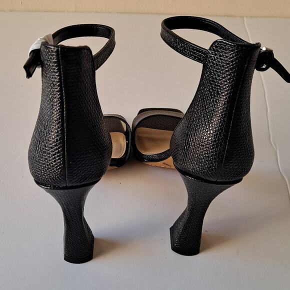 NWB Vince Camuto Reesera Leather Two Piece Heeled Sandals Black Womens Size 8.5 - Picture 4 of 14
